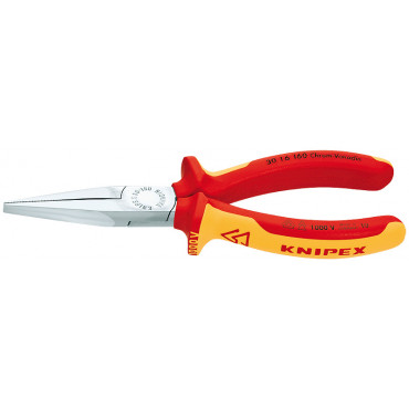 Длинногубцы плоские рифлённые губки VDE KNIPEX KN-3016160SB